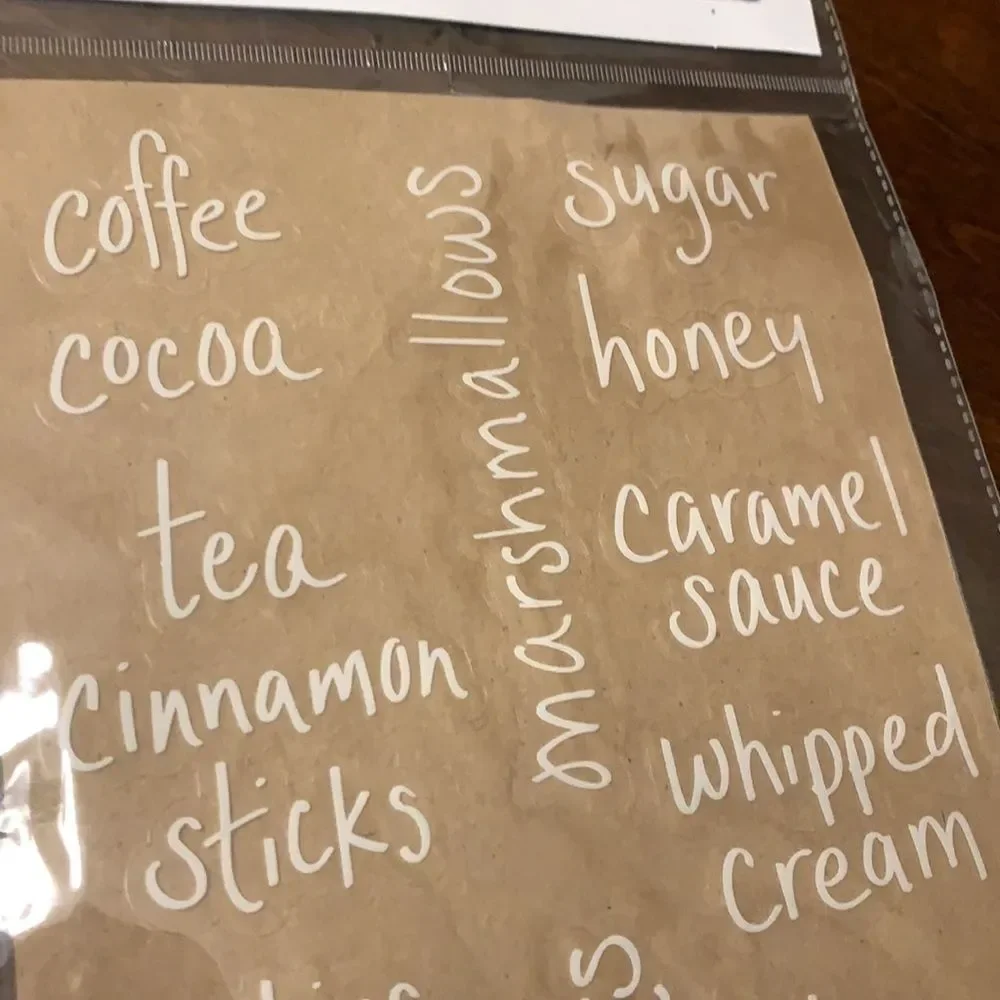 1 sheet of adhesive kitchen labels